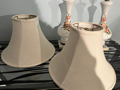Mid - Century Italians Hand-Painted Milk Glass Lamps – Glossy Finish with Genuine Carrara Marble Base