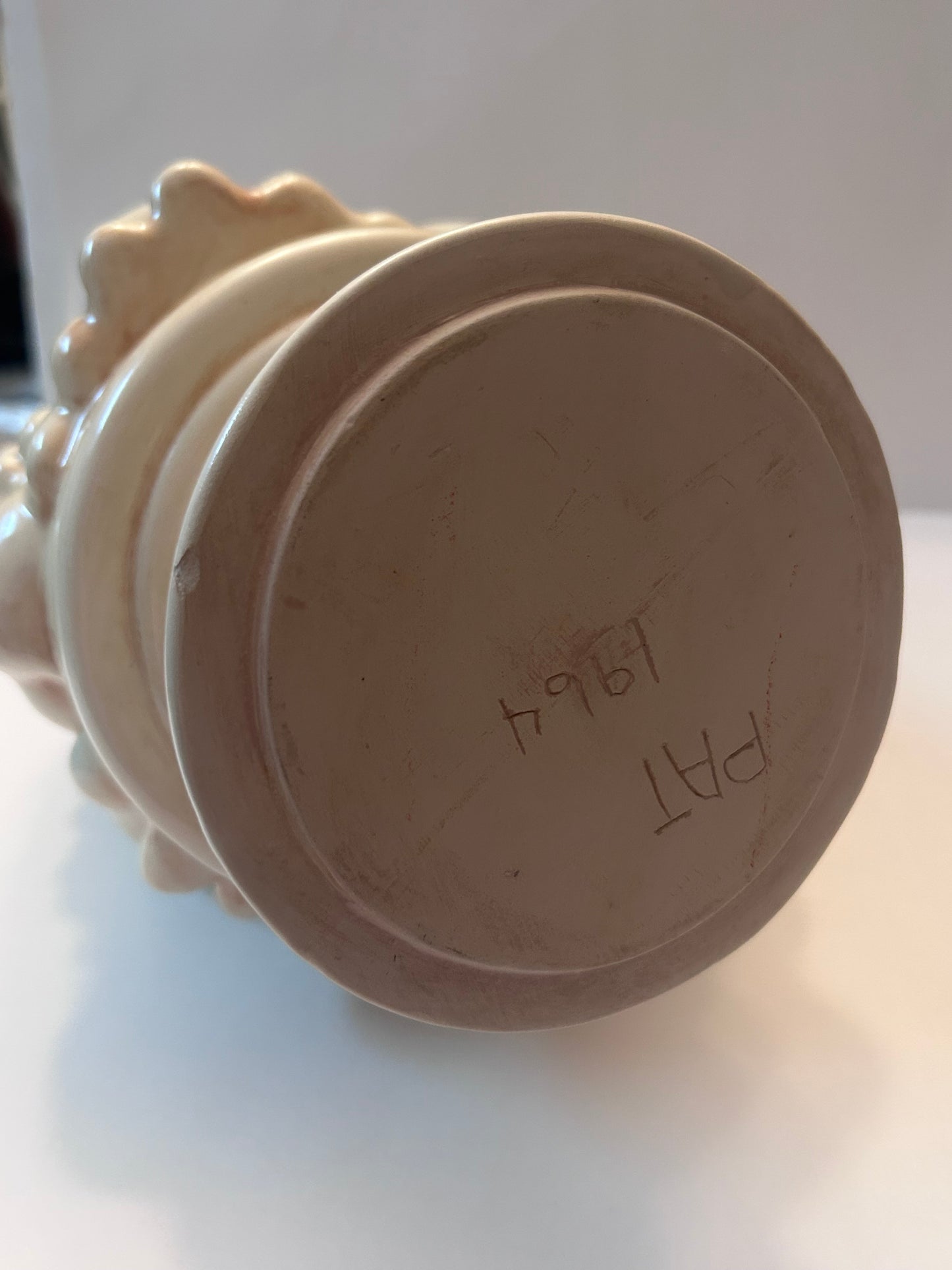 Vintage (16”) Fruit Topiary Centerpiece, White on Pedestal Base, 1964