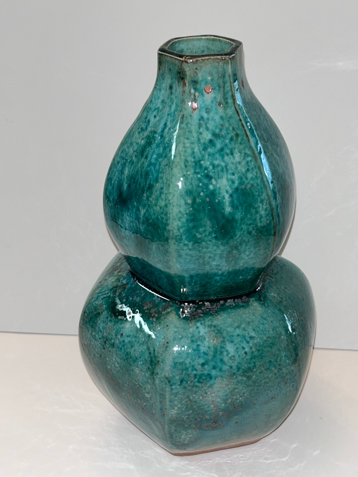 Frontgate Speckled Green Gourd Ceramic Vase