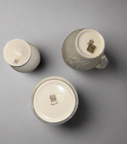 Vintage LENOX 7-Piece Ivory/White Embossed Porcelain Set | Pitcher, Vases, Cruet, Salt & Pepper