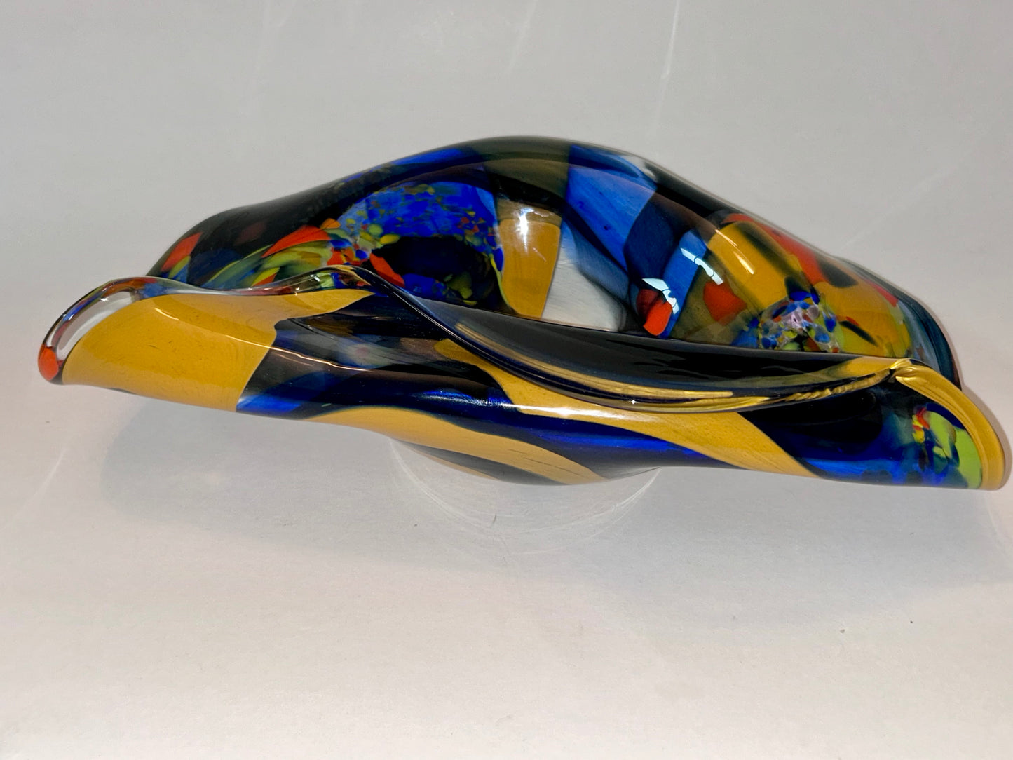 Romanian Ian Nemtoi Hand Blown Art Glass Vessel Bowl Vase Sculpture