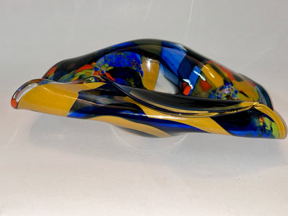 Romanian Ian Nemtoi Hand Blown Art Glass Vessel Bowl Vase Sculpture