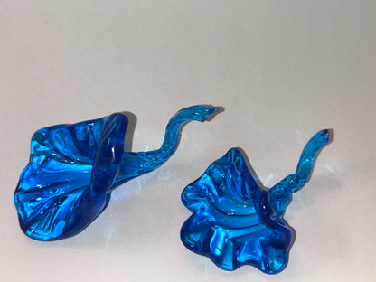 Vintage Hand Blown Glass Art Rooster on Nest Dish and Figurine Set