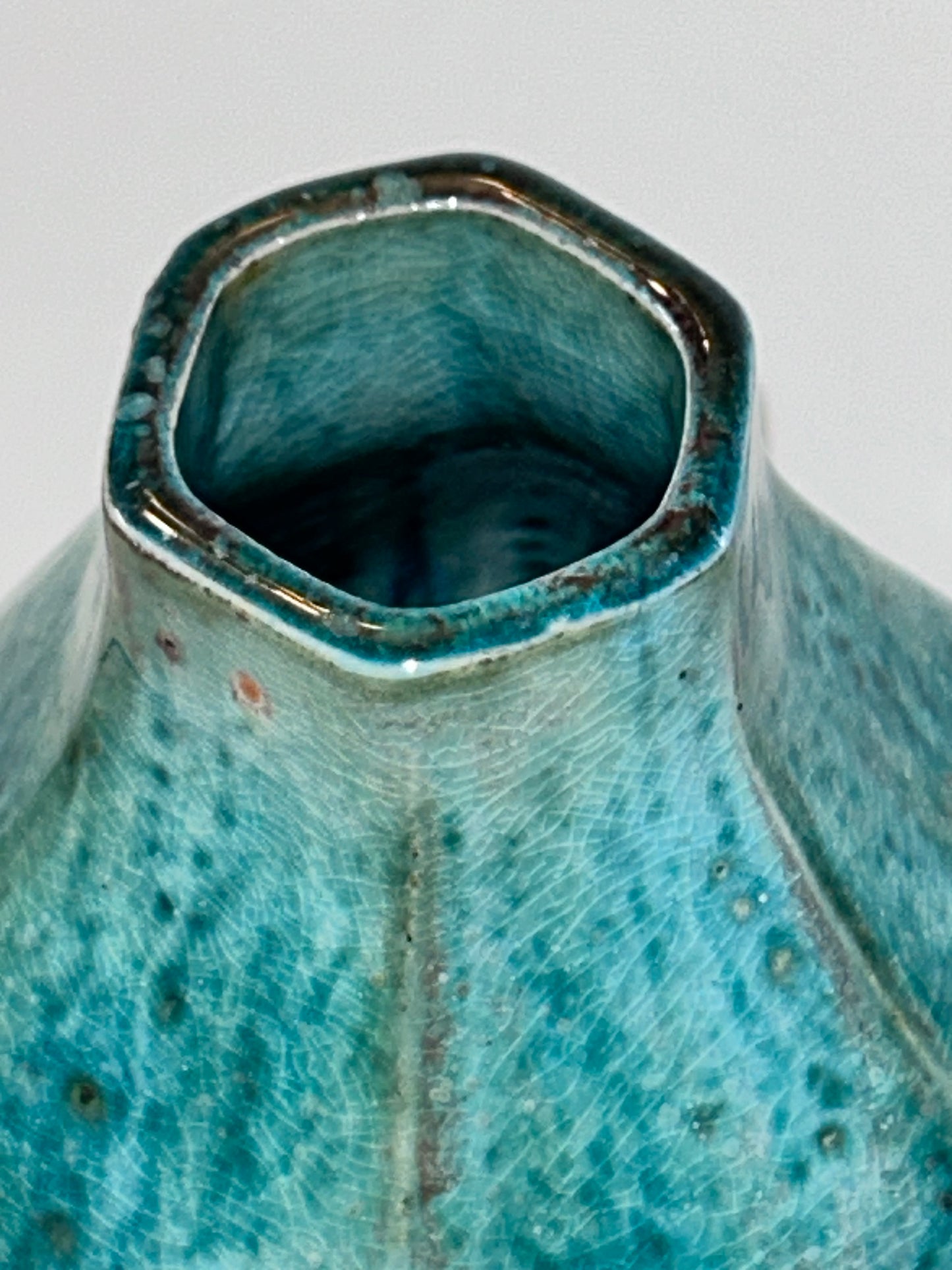 Frontgate Speckled Green Gourd Ceramic Vase