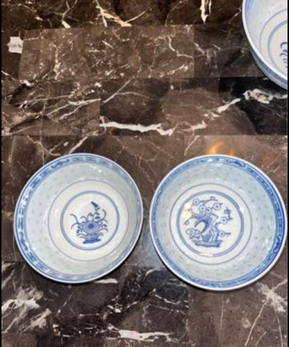 Vintage Blue & White Chinese Marked (7 Pieces Set)