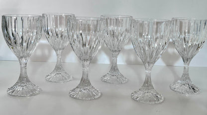 Set of 6 Mikasa Park Lane Crystal Goblets - Vintage Vertical Cut 6-3/4 in. Stemware
