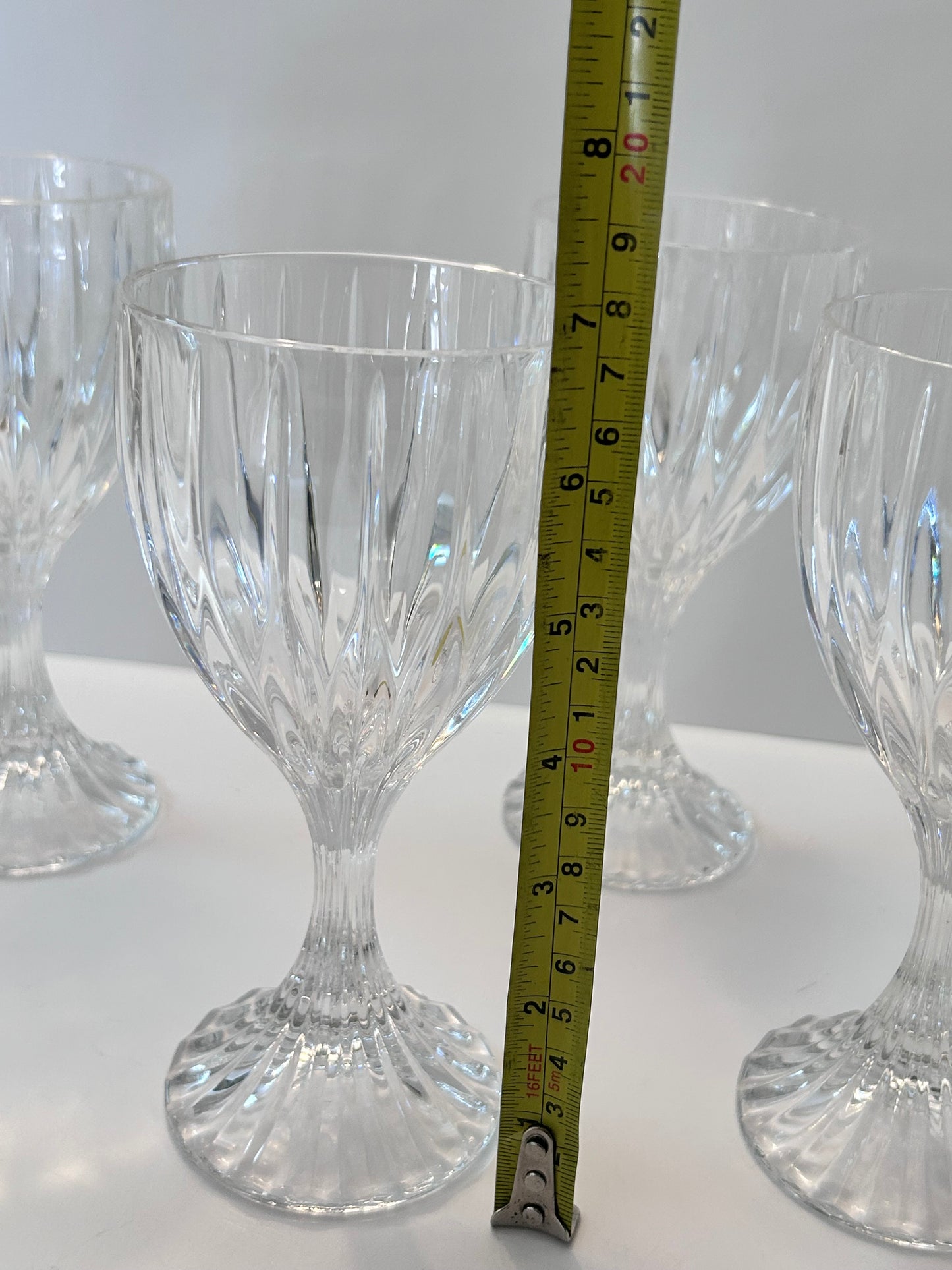 Set of 6 Mikasa Park Lane Crystal Goblets - Vintage Vertical Cut 6-3/4 in. Stemware