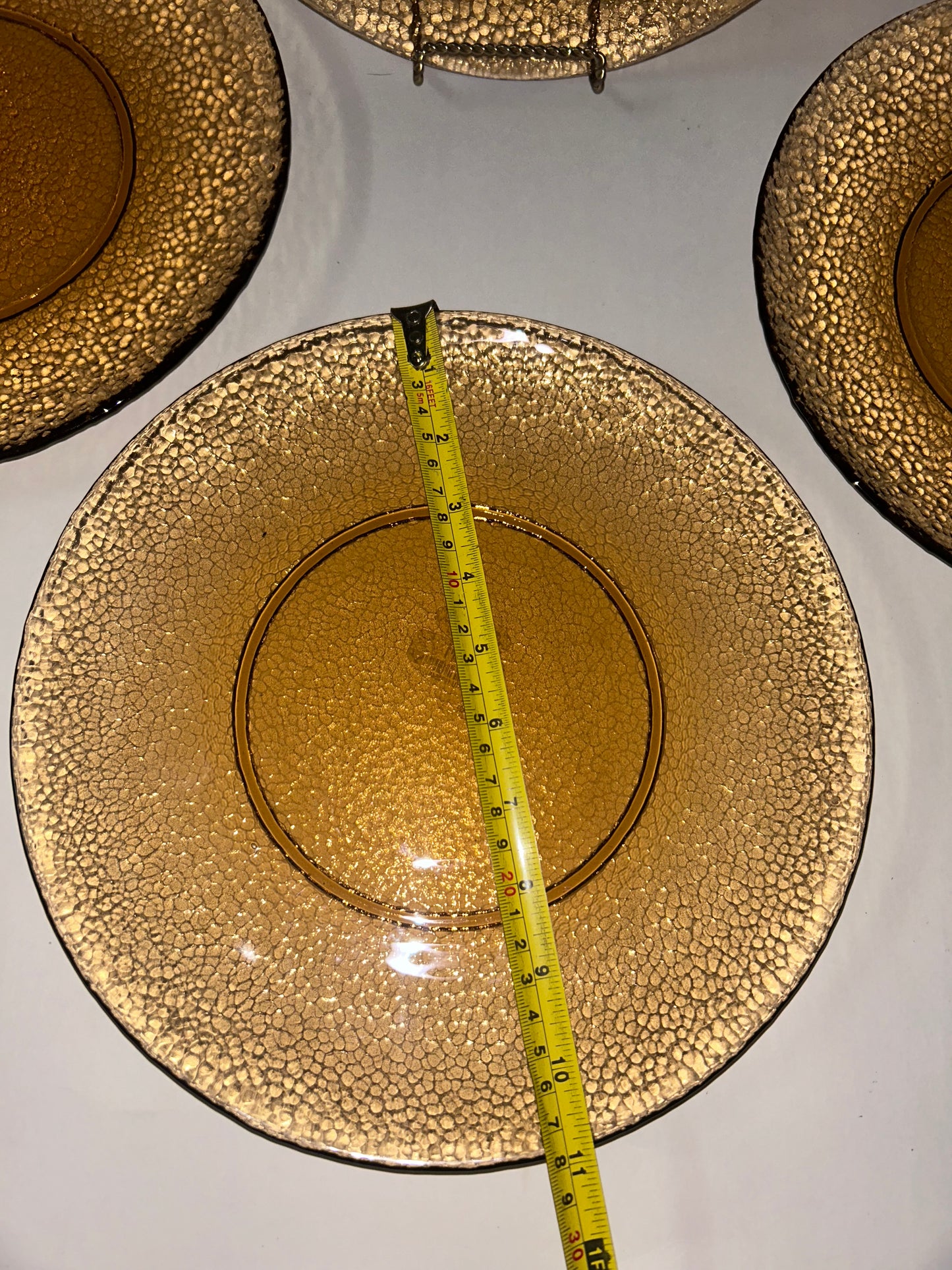 Vintage-Inspired Amber Glass Dinnerware Set (11 PCS): Pier 1 Textured Plates, Rosanna
'Parisian' Goblets & Ruffled Nesting Dishes