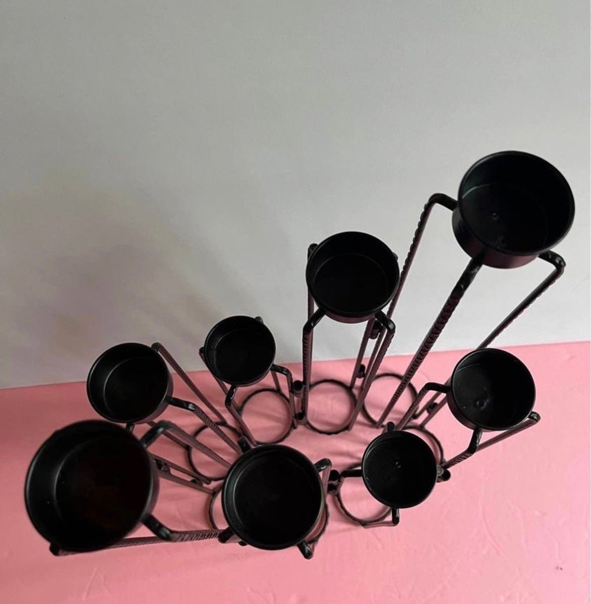 Black Wrought Iron Floor & Table Candle Holders Set of 8