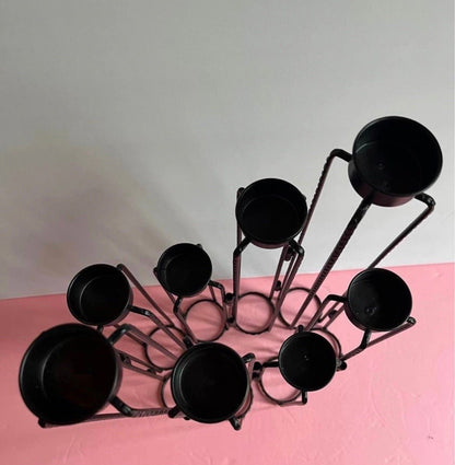 Black Wrought Iron Floor & Table Candle Holders Set of 8