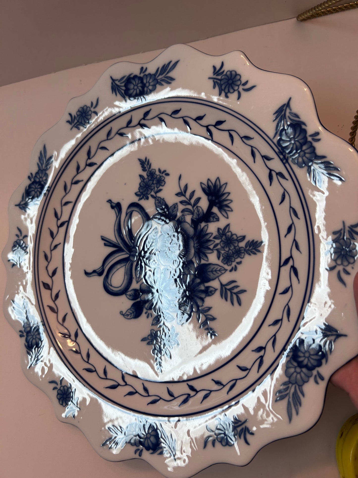 Vintage Serving Platter Cracker Barrel "Blue Garden"