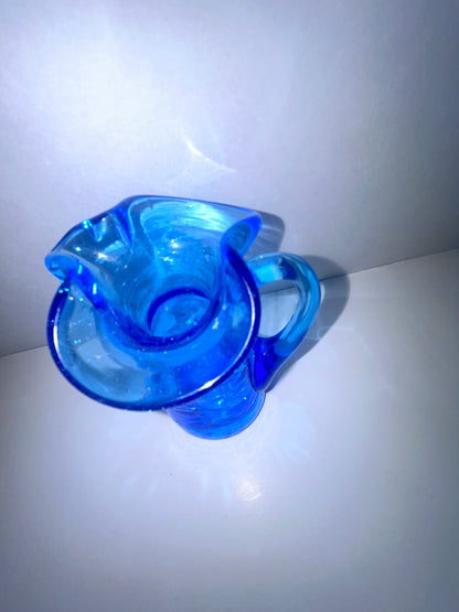 Vintage Kanawha Turquoise Blue Small (3”to 6”)Art Glass 5-Piece Mint Lot - Signed Decanter, Bluebird &
Glassware
