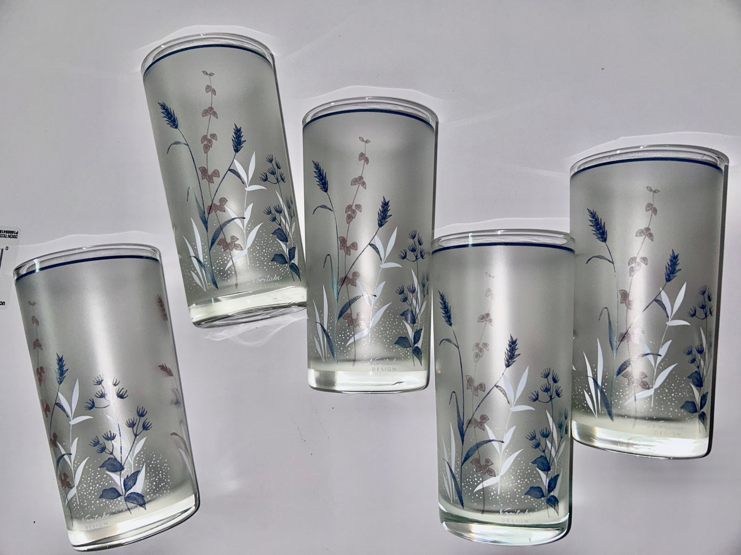 Set of 6 Woodstock by Noritake Japan Floral Frosted Tumblers.