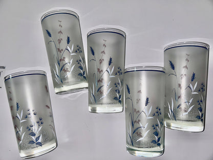 Set of 6 Woodstock by Noritake Japan Floral Frosted Tumblers.