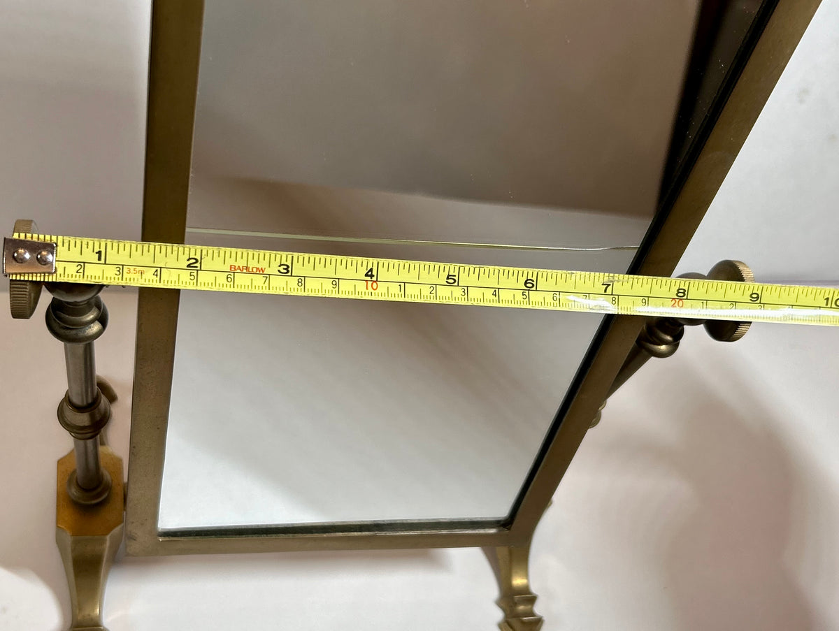 Vintage / Antique Solid Brass Tabletop Vanity Mirror - Swivel / Tilting Dresser Mirror