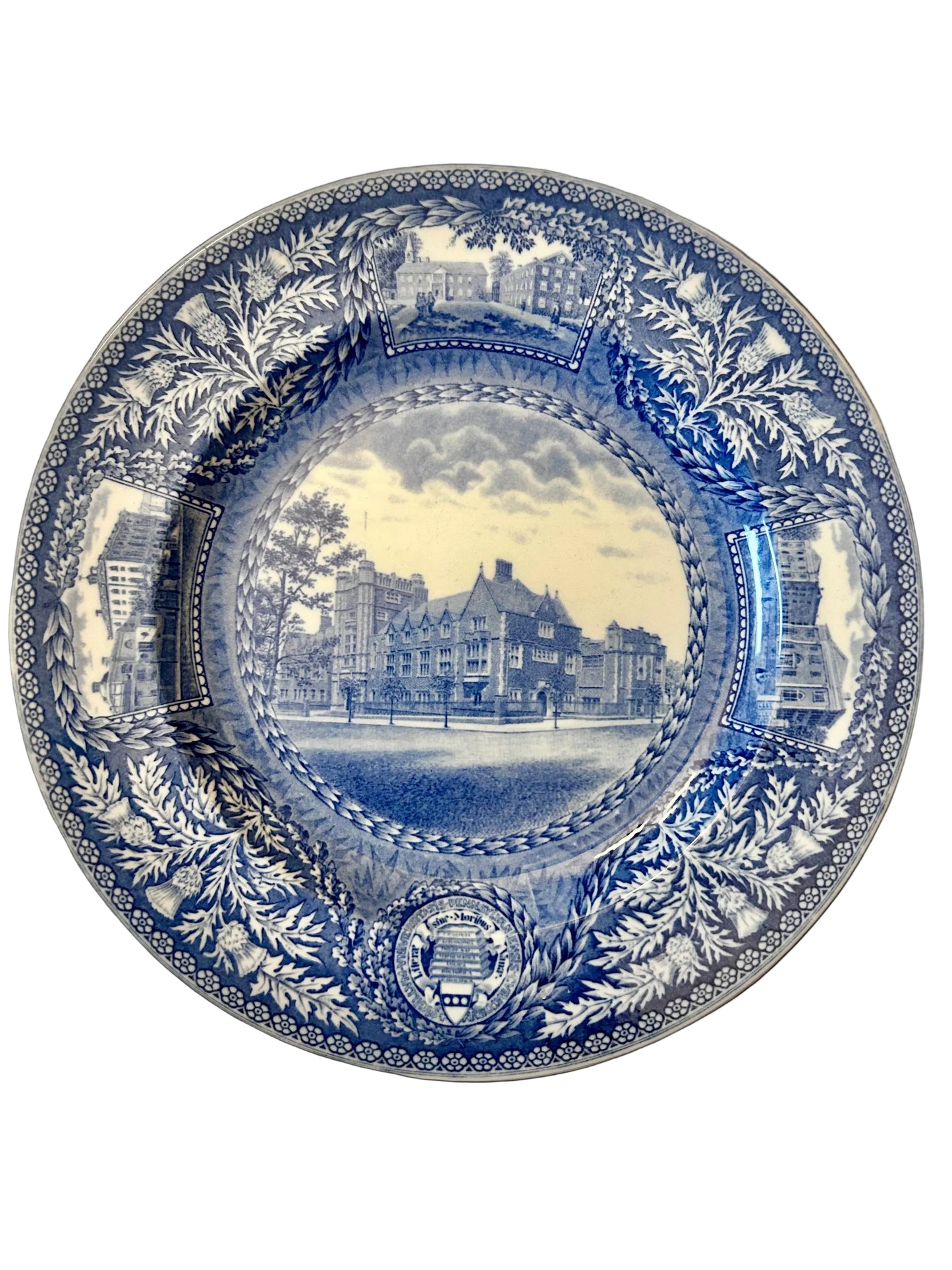 12pc Set Vintage 1929 Wedgwood England University of Pennsylvania Transferware Blue Plates