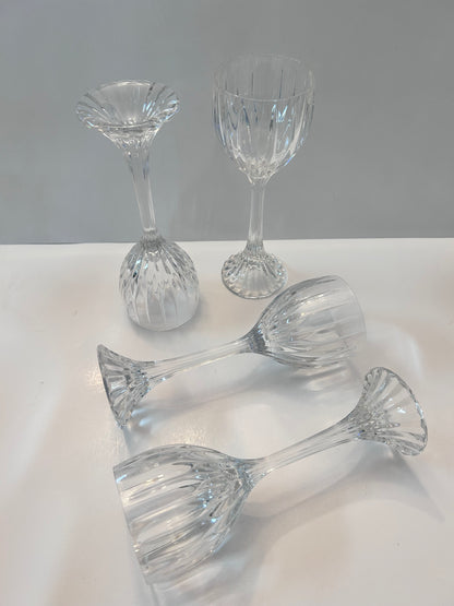 Set of 4 | Mikasa Park Lane Crystal Hock Wine Glasses | 8 1/4" Tall | Vertical Cut Design