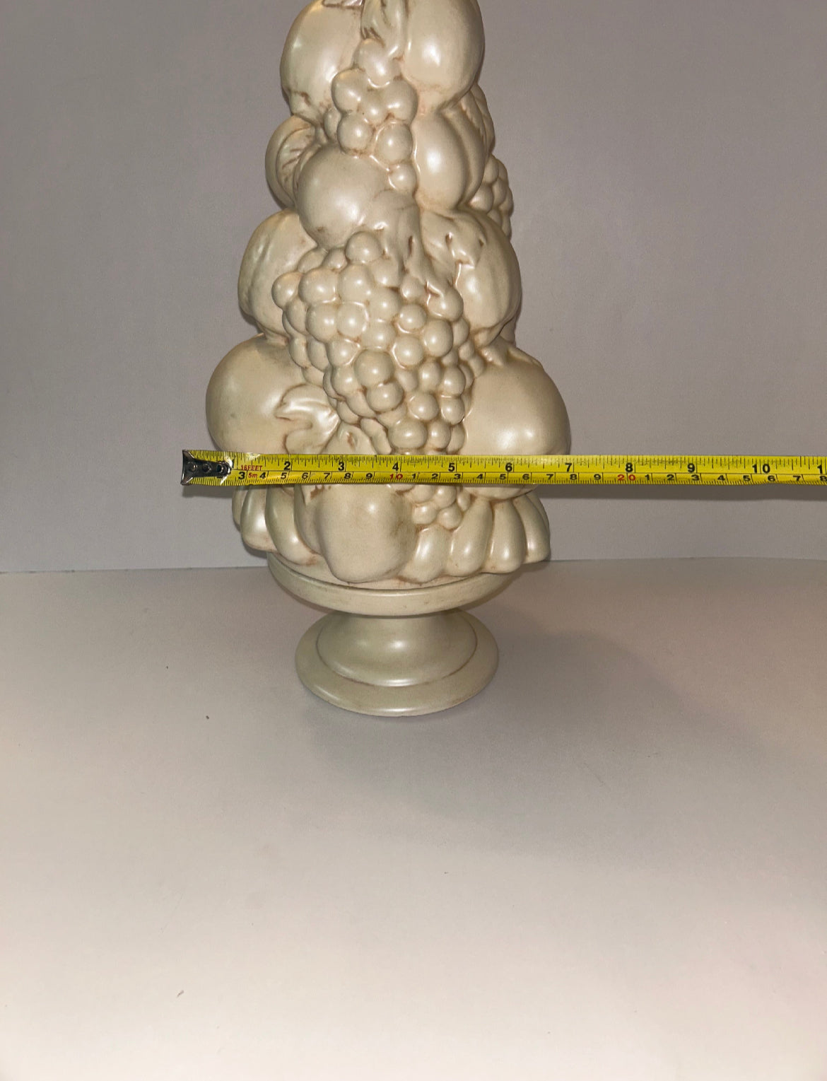 Authentic Treasure (16")
Beautiful 1964 Ceramic Pearl
Fruit Topiary Centerpiece, signed "PAT"
