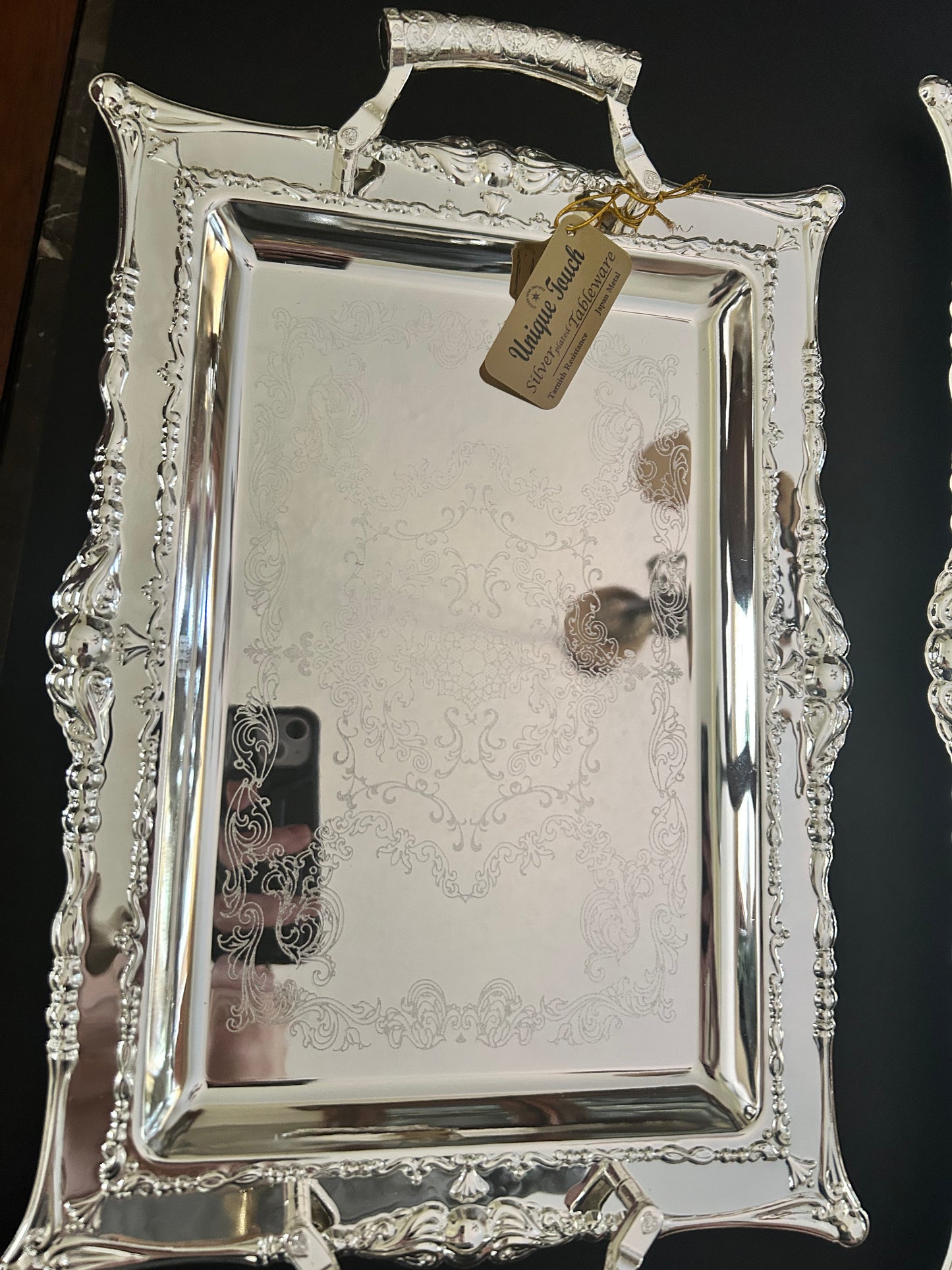 Unique Touch Edelglanz Premium Silver Plated Serving Trays (Set of 2)