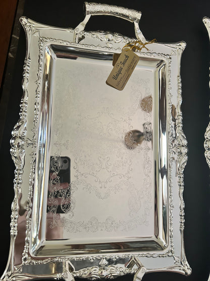 Unique Touch Edelglanz Premium Silver Plated Serving Trays (Set of 2)