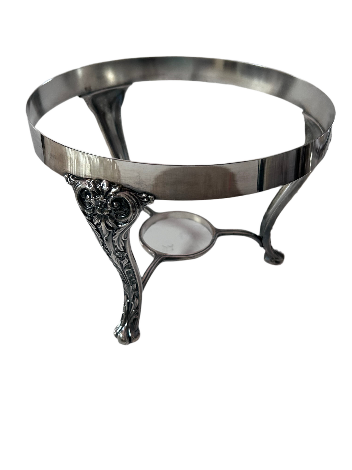 Antique Chafing Dish Victorian Roses Design Silver Plated Over Copper (5 Pieces)