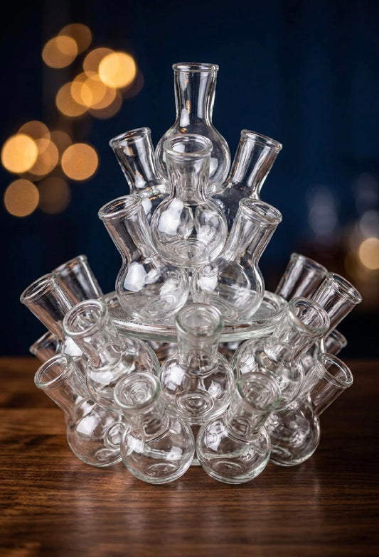 Vintage 2-Piece Tiered Clustered Glass Flower Frog & Propagation Station (25 Bud Vases / Vessels)
