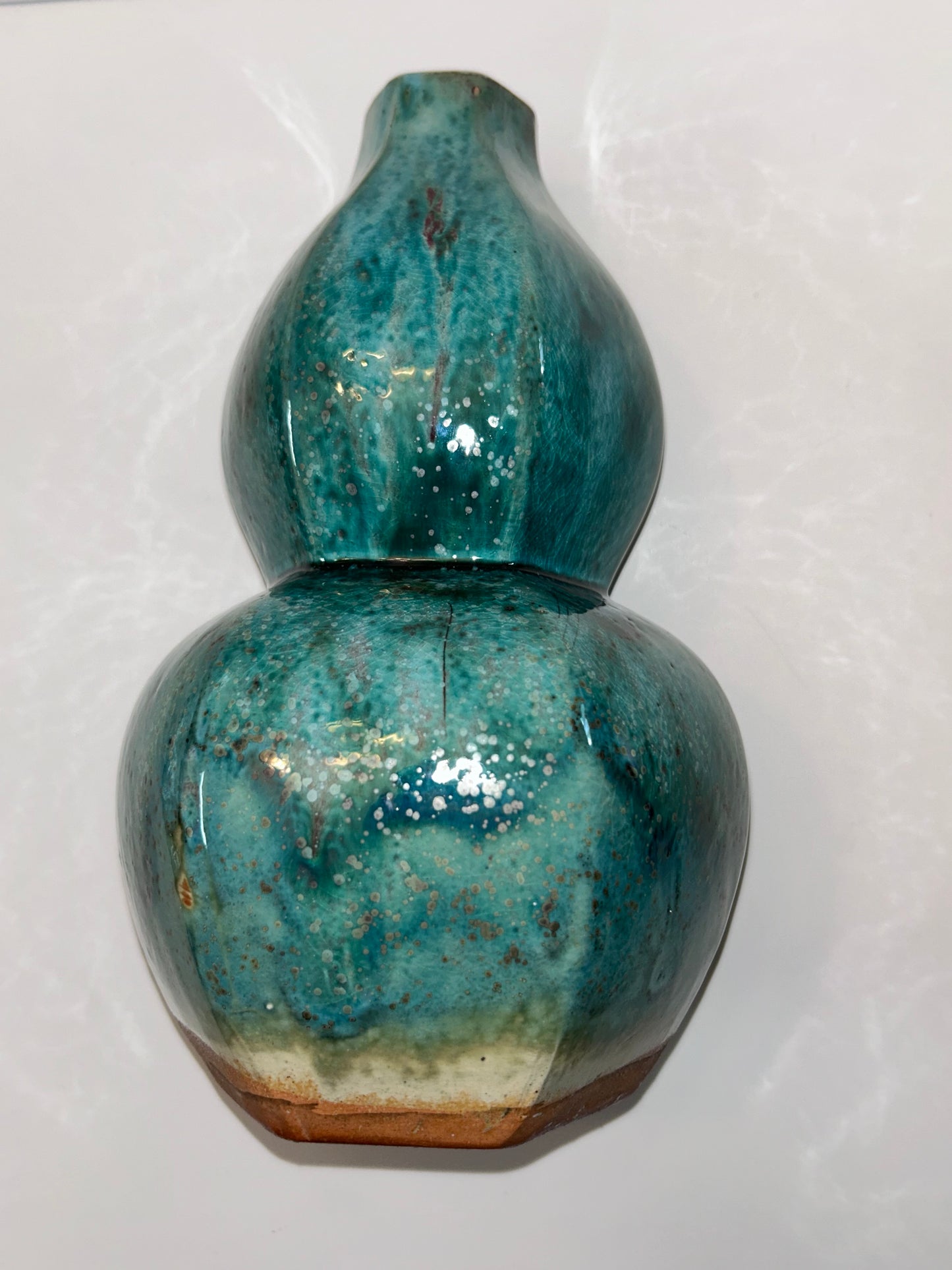 Frontgate Speckled Green Gourd Ceramic Vase