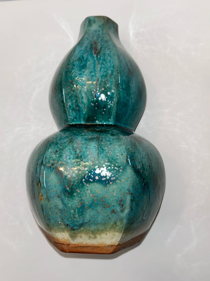 Frontgate Speckled Green Gourd Ceramic Vase
