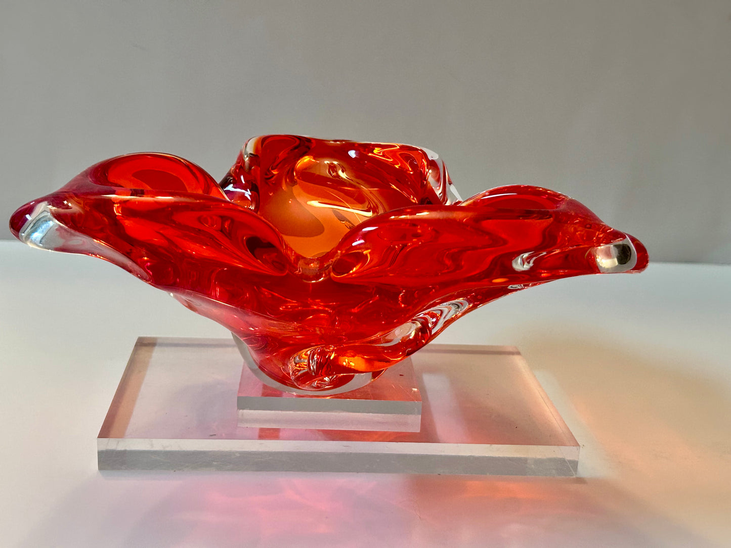 Mid-Century Modern Chalet Signed Artistic Glass Large (10”)Heavy Ashtray