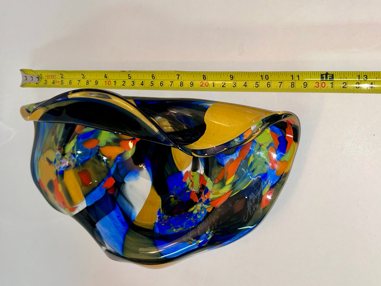 Romanian Ian Nemtoi Hand Blown Art Glass Vessel Bowl Vase Sculpture