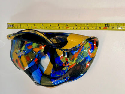 Romanian Ian Nemtoi Hand Blown Art Glass Vessel Bowl Vase Sculpture