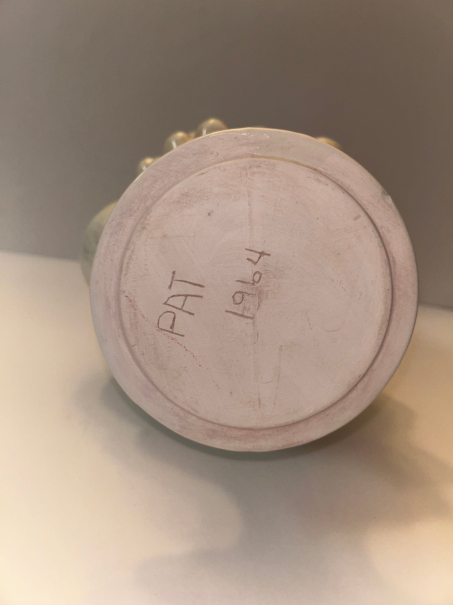 Vintage (16”) Fruit Topiary Centerpiece, White on Pedestal Base, 1964