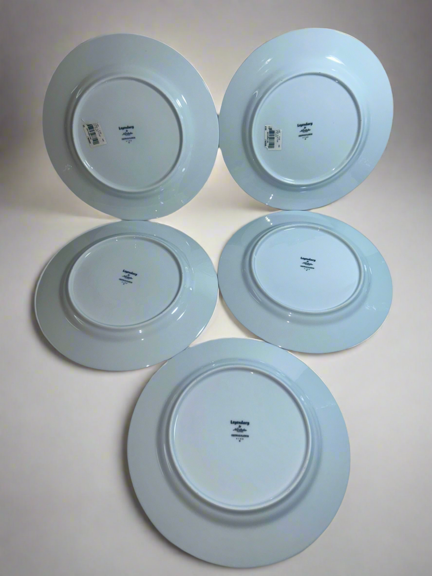Set of 5 Legendary by Noritake "Crestwood Platinum" Dinner Plates