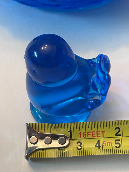 Vintage Hand Blown Glass Art Rooster on Nest Dish and Figurine Set