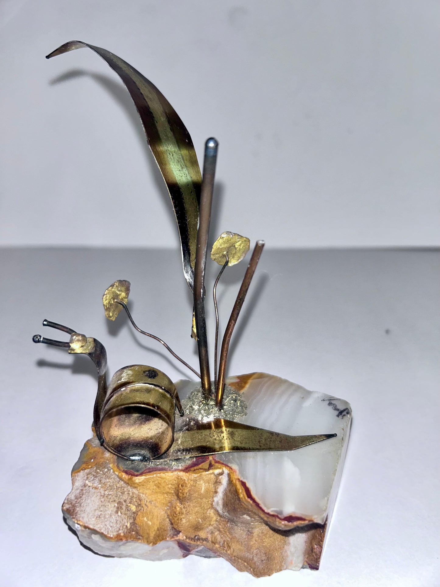 Vintage Mid-Century Modern Brass & Onyx Nautical Sculpture Set of 3