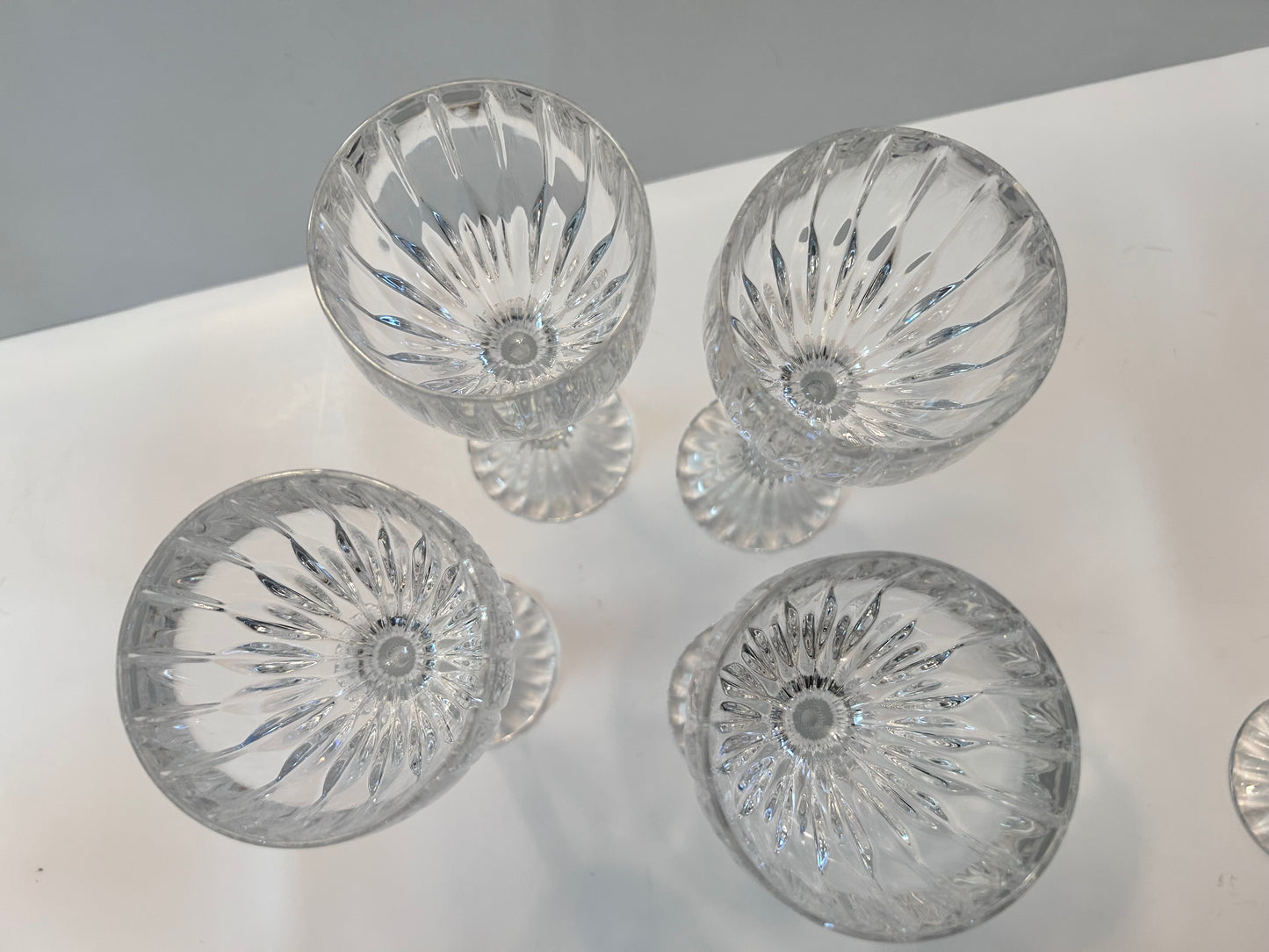 Set of 4 | Mikasa Park Lane Crystal Hock Wine Glasses | 8 1/4" Tall | Vertical Cut Design