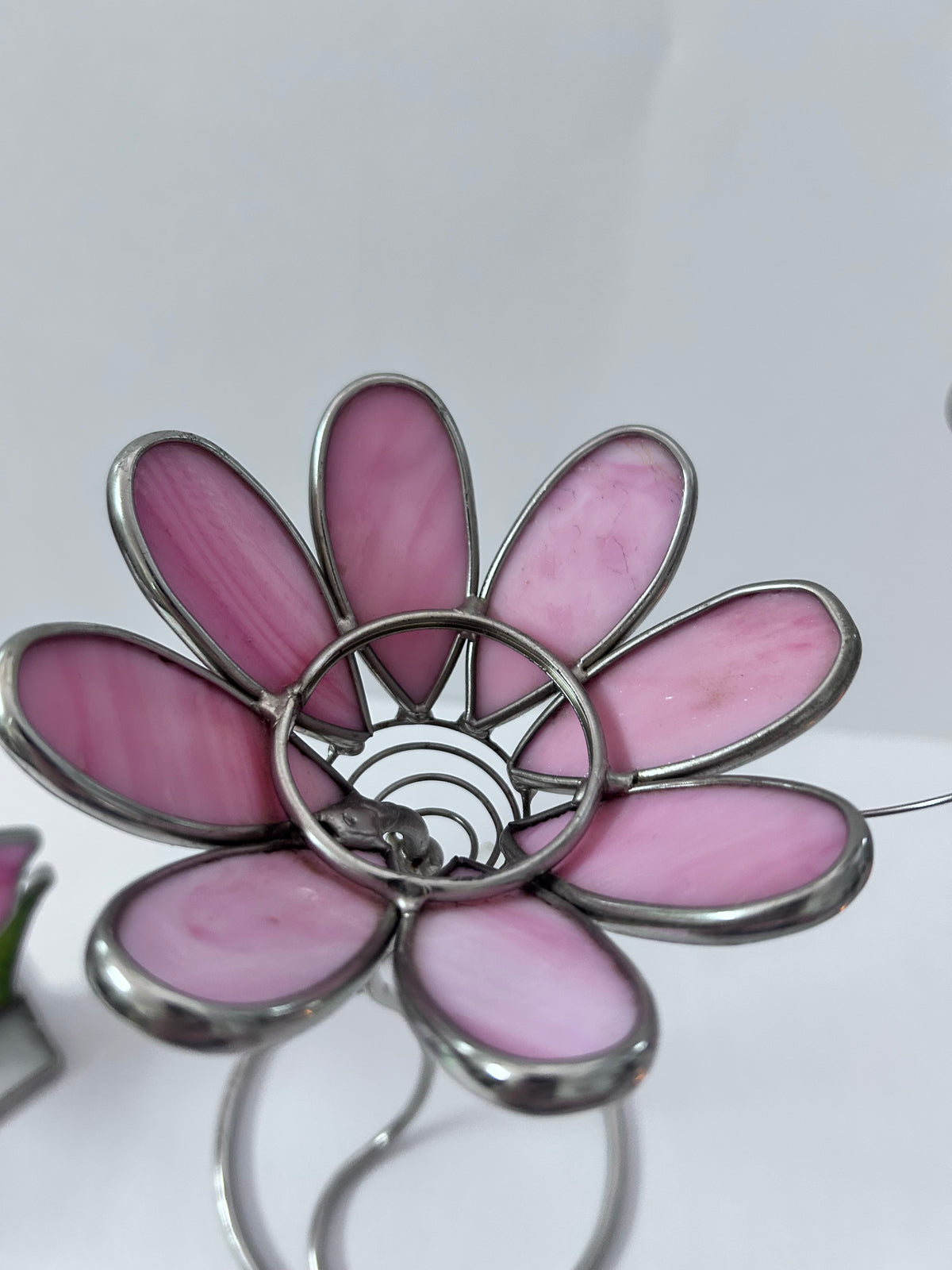Vintage Stained Glass Candle Holder Lot (Set of 4) - Pink Flower with Blue Butterfly, Angel, Fairy Garden & Jeweled Votive Cup