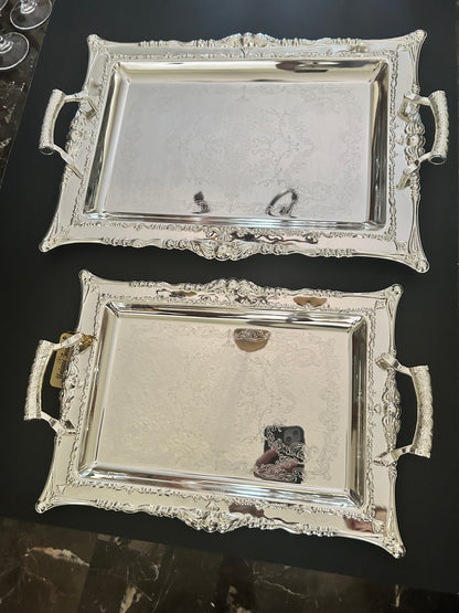 Unique Touch Edelglanz Premium Silver Plated Serving Trays (Set of 2)