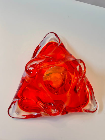 Mid-Century Modern Chalet Signed Artistic Glass Large (10”)Heavy Ashtray