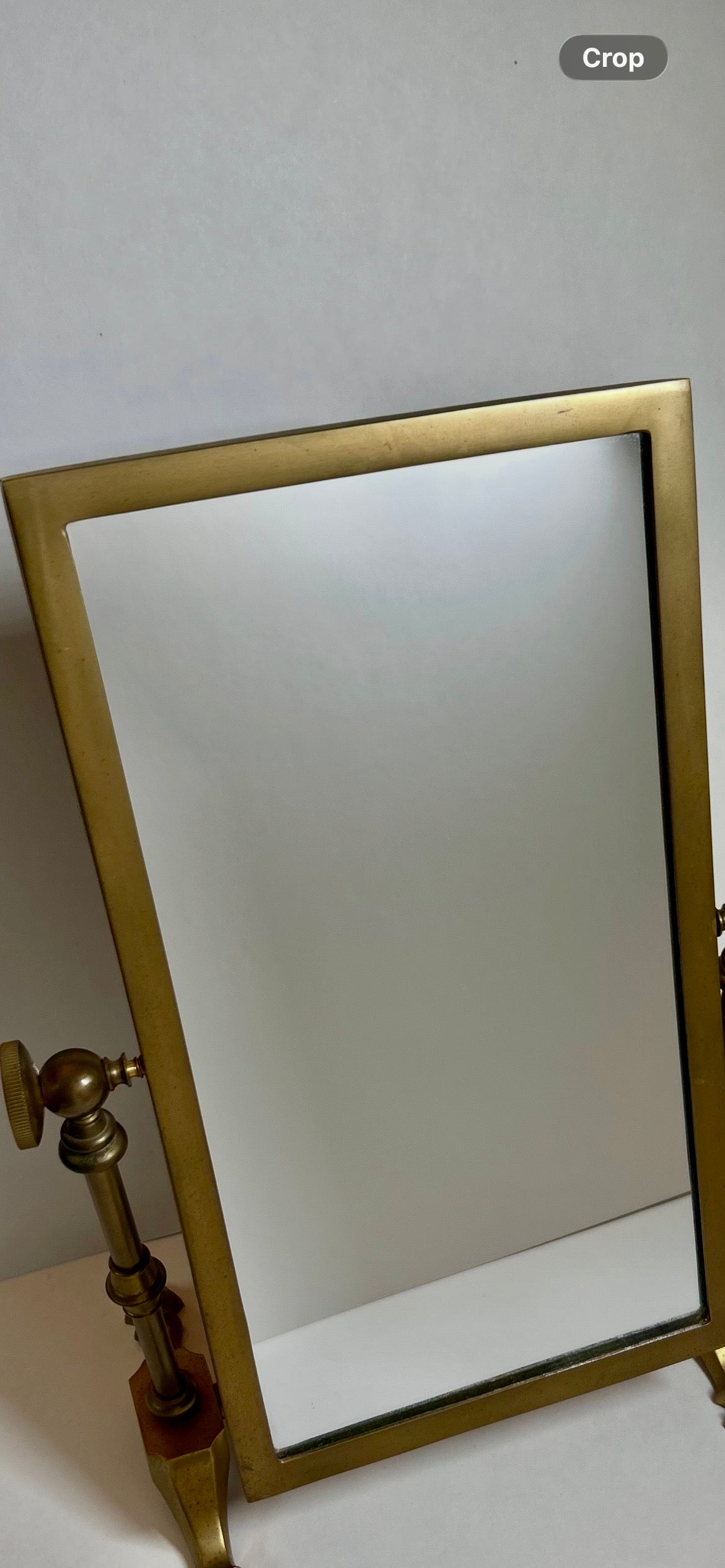 Vintage / Antique Solid Brass Tabletop Vanity Mirror - Swivel / Tilting Dresser Mirror