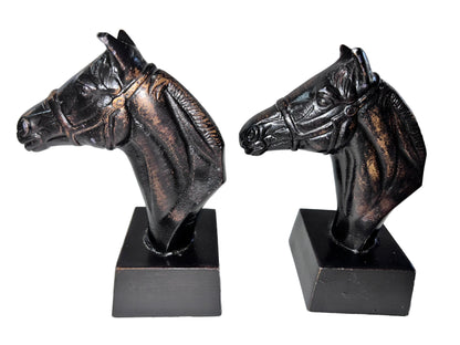 Vintage Mid-Century Cast Iron Horse Head Bookends- Heavy Equestrian Decor- Pair
