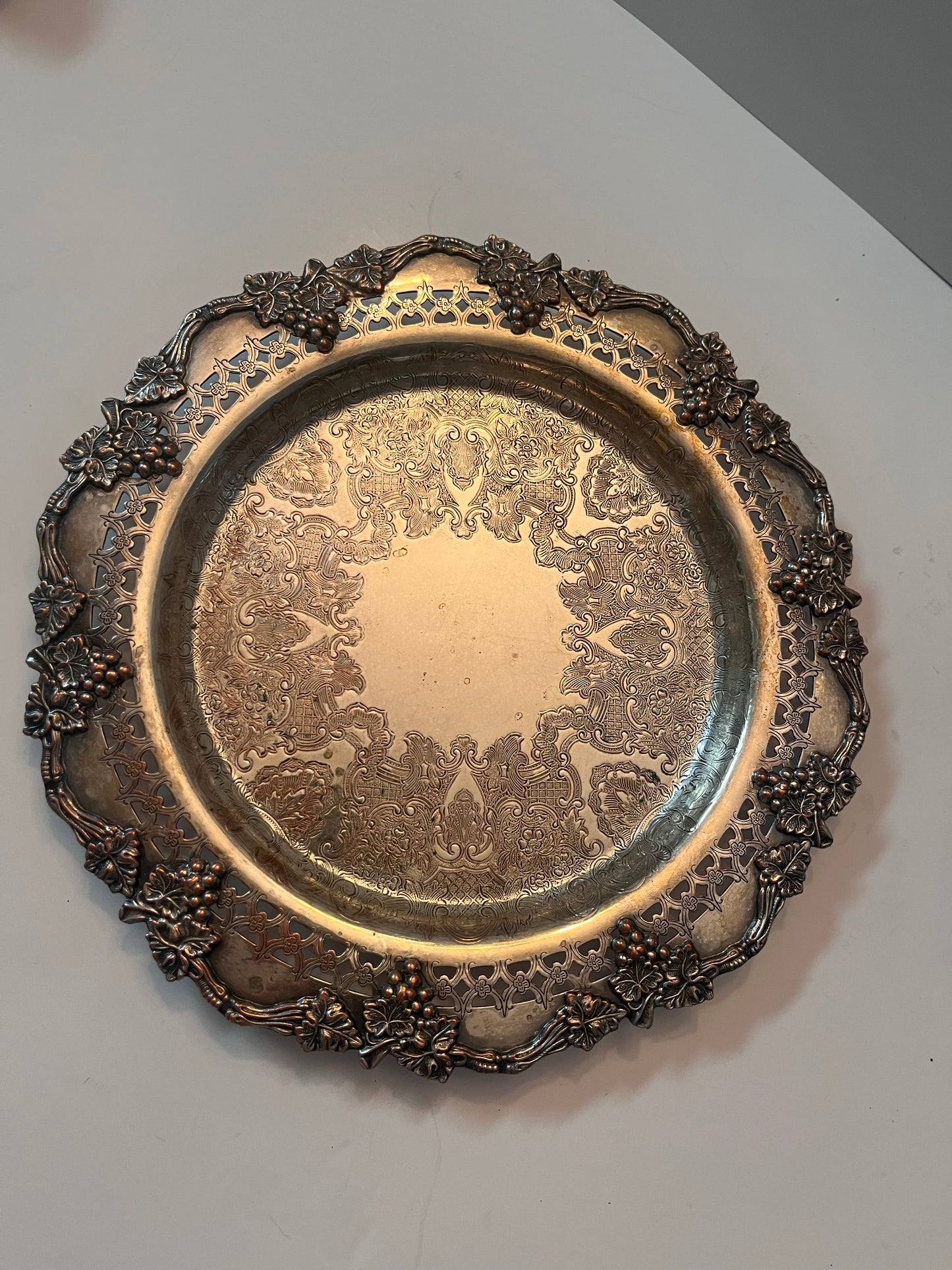 Antique Sheffield Silver-Plated Tray with Goblets