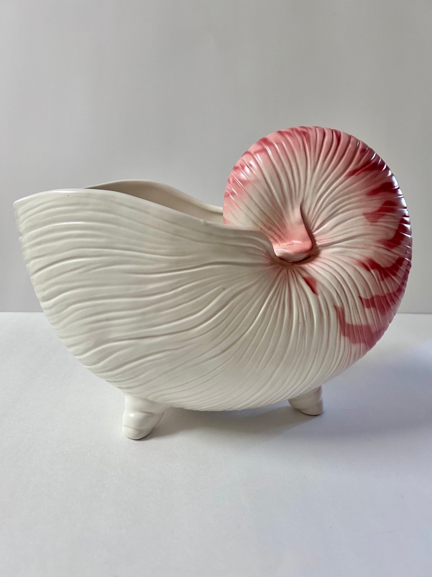 Vintage Fitz and Floyd Hollywood Regency Nautilus Shell Planter - Large- Pink