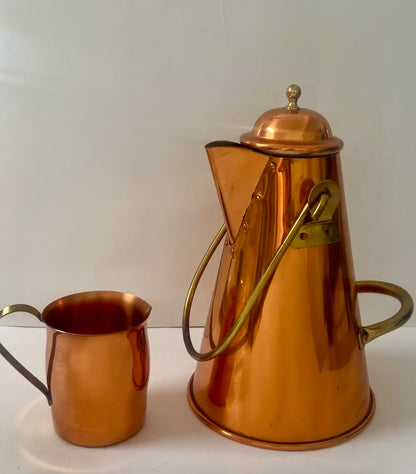 Vintage Taurus Portugal Copper Kettle & C&G USA Pitcher/ Cup Set