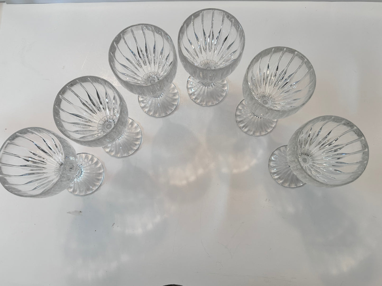 Set of 6 Mikasa Park Lane Crystal Goblets - Vintage Vertical Cut 6-3/4 in. Stemware