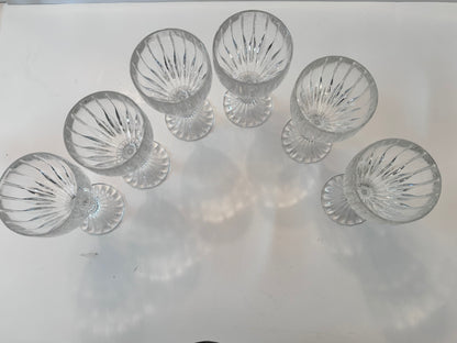 Set of 6 Mikasa Park Lane Crystal Goblets - Vintage Vertical Cut 6-3/4 in. Stemware