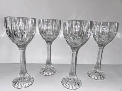 Set of 4 | Mikasa Park Lane Crystal Hock Wine Glasses | 8 1/4" Tall | Vertical Cut Design