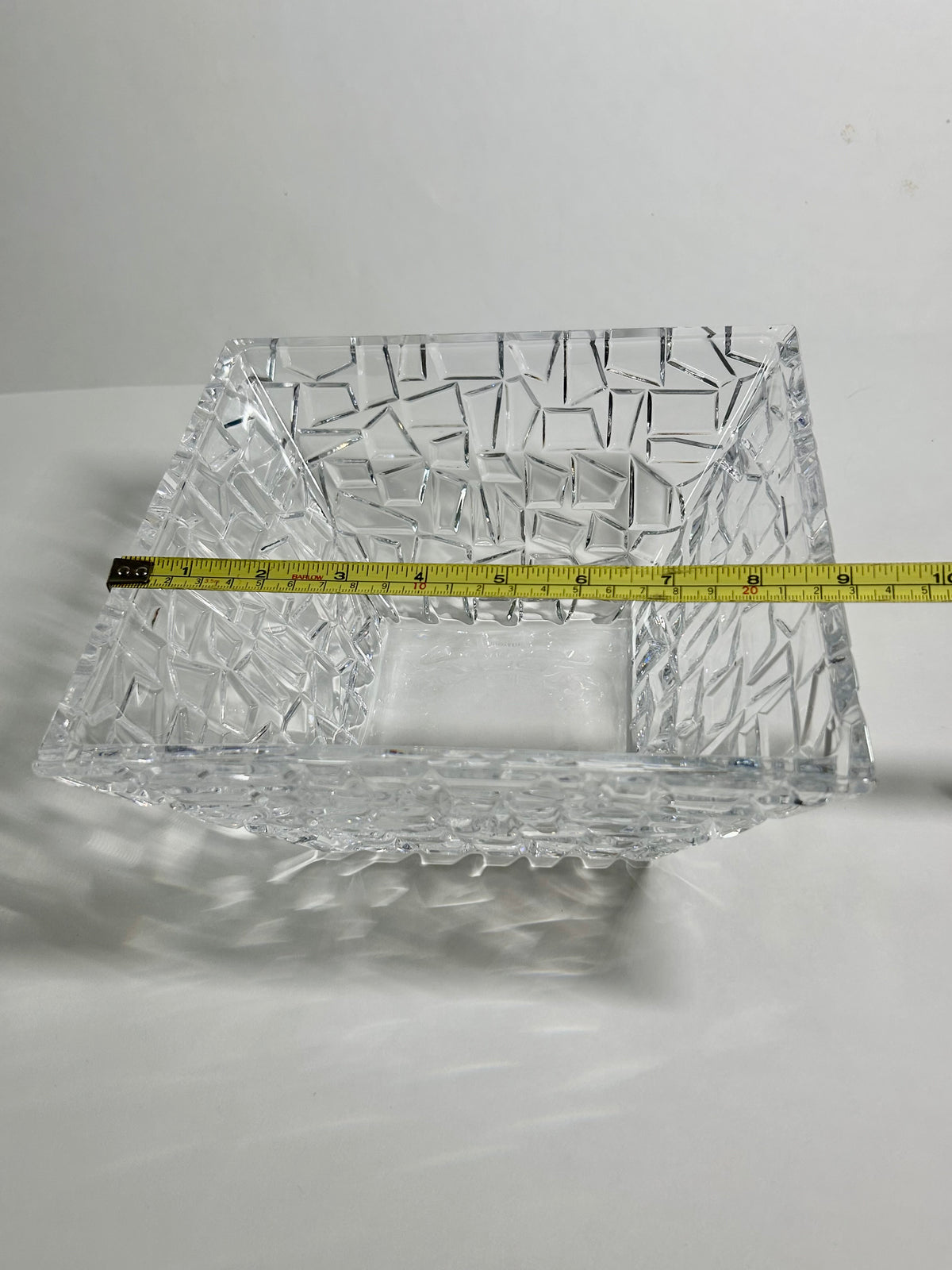Signed Tiffany & Co. 9" Mosaic / Rock Cut Crystal Square Bowl Centerpiece