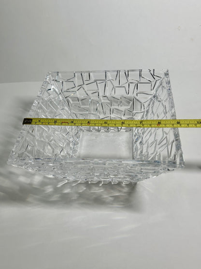 Signed Tiffany & Co. 9" Mosaic / Rock Cut Crystal Square Bowl Centerpiece