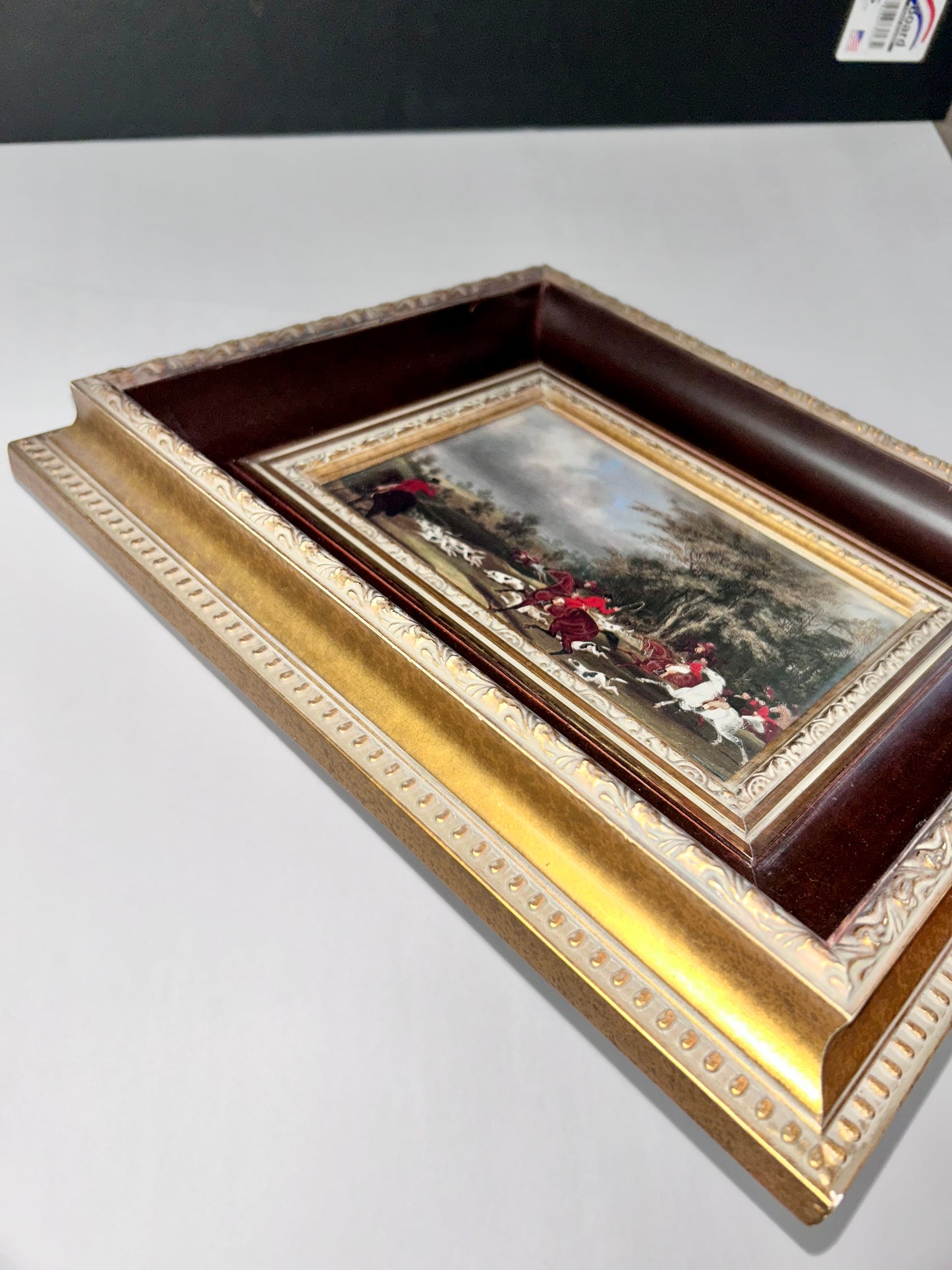Antique/Vintage James Pollard English Hunting Print -"The Hertfordshire Hunt"- Ornate 2" Deep Wooden Frame